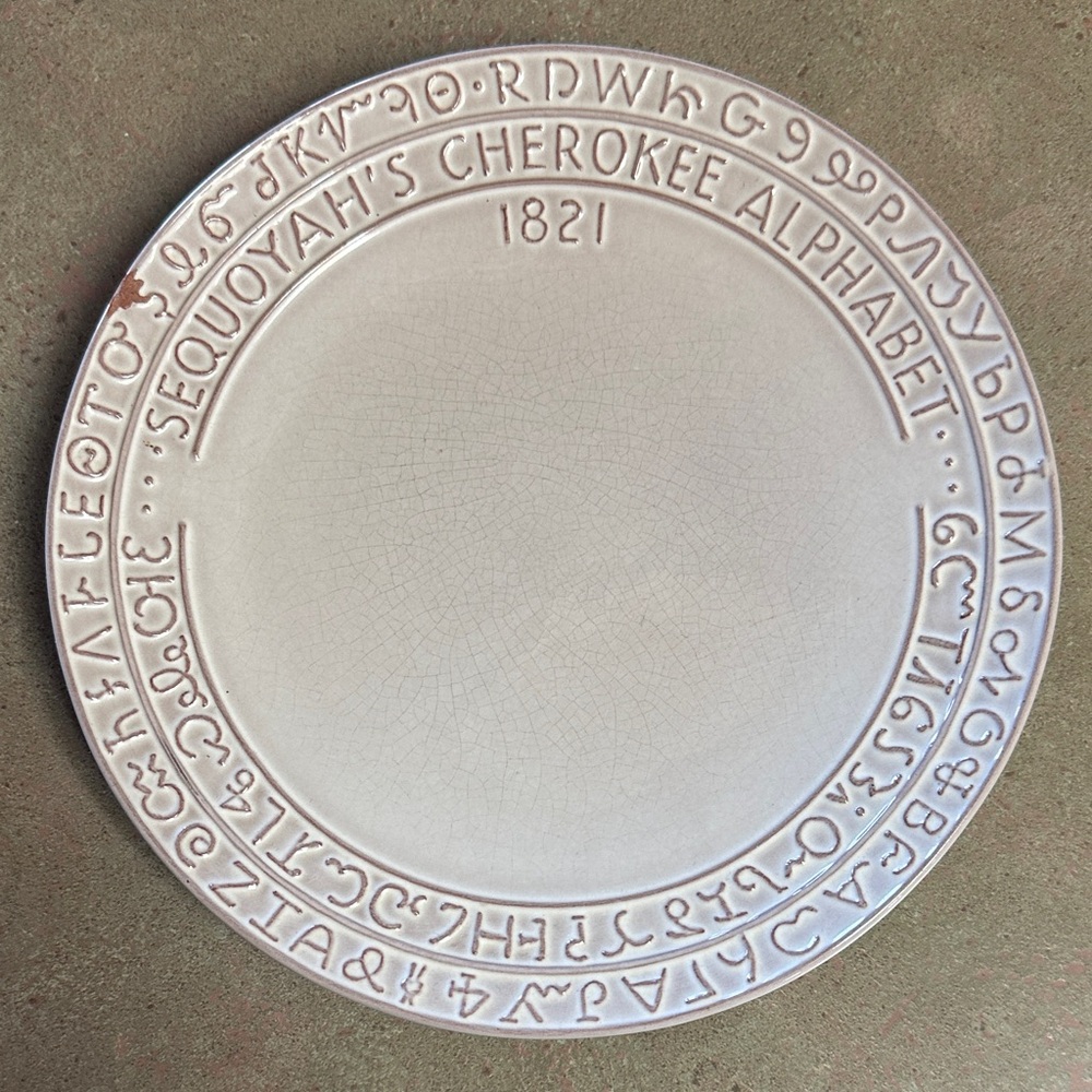 Vintage Frankoma Sequoyah Cherokee Alphabet Ceramic Plate 7FS